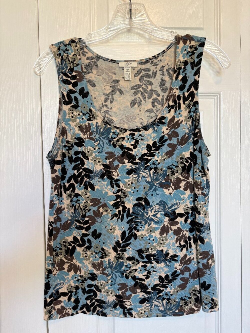 J. Jill Blue Floral Botanical Sleeveless Layering Shell Tank Top - Size SP